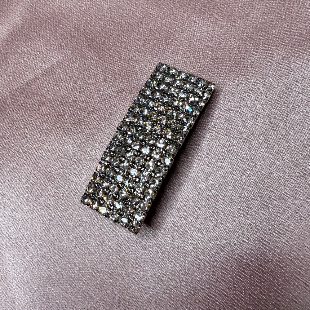 Alessandra Rich Silver Shiny Crystal Hair Accessory Clip Pin